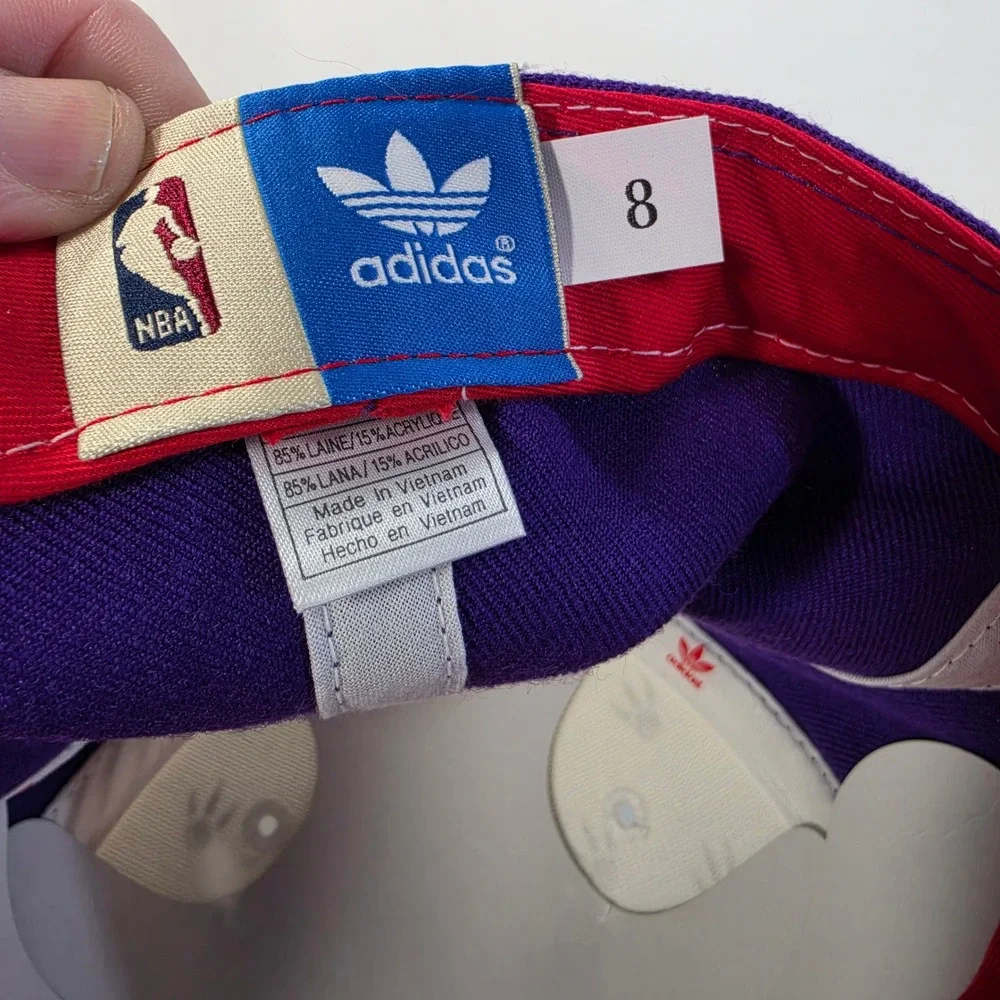 NWT Adidas Toronto Raptors NBA Fitted Hat Size 8 Purple White Black Wool Cap